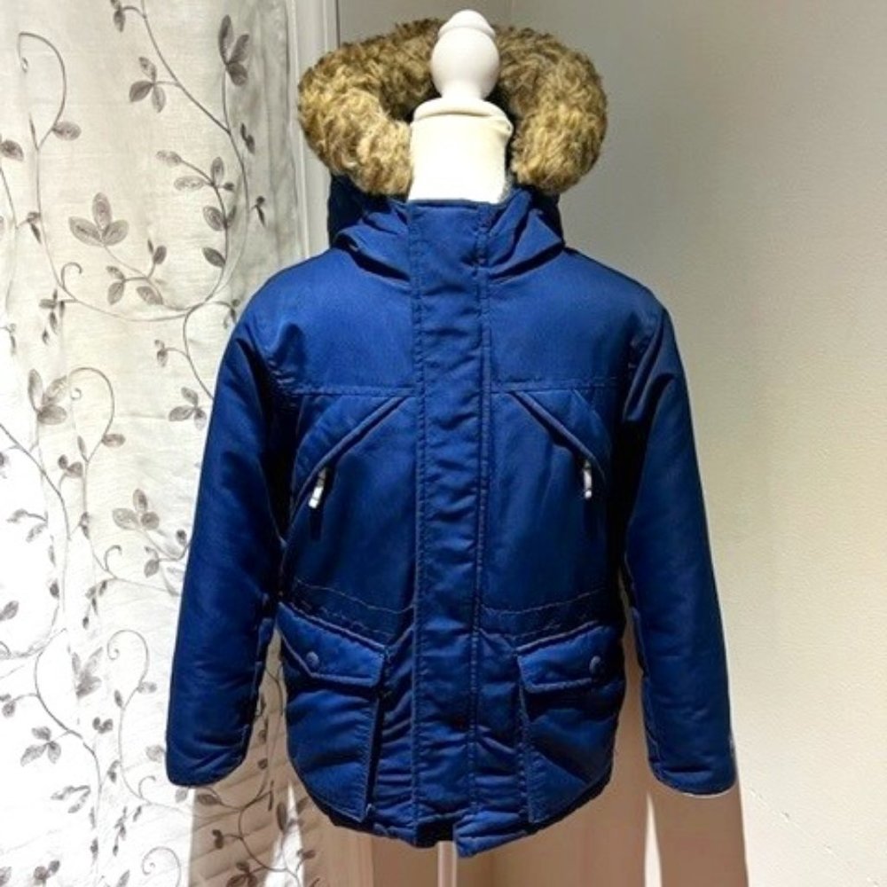 GAP Size M (8) Blue Kids Heavyweight Parka Jacket with detachable hood - WARM!!
